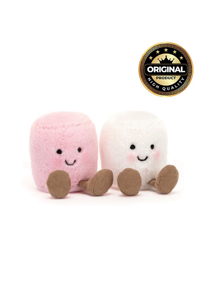 Jellycat دمى مارشميلو الوردية والبيضاء - لعبة محشوة ناعمة بأرجل كوردية، هدية عيد الحب لطيفة للأطفال والبالغين، مجموعة جليكات، 6 سم - Image 1